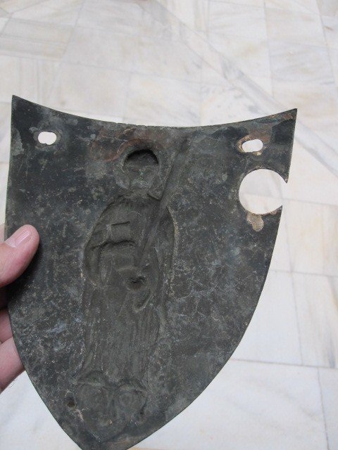 Embossed Iron Sheet Shield. Century Fence Ornament. XV Or XVI-photo-5
