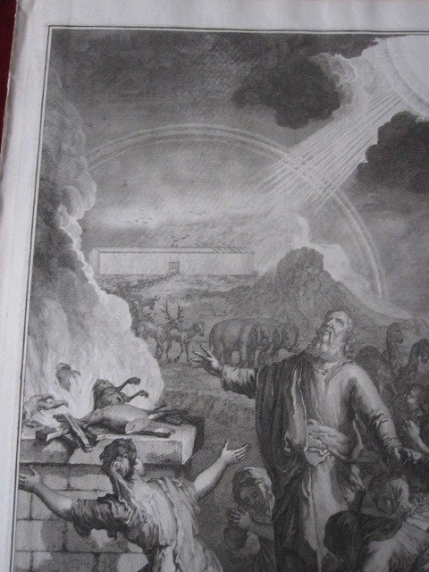 Sacrifice Of Noah After The Landing Of The Ark. Copper Engraving. Signed: J. Van Vianen-photo-4