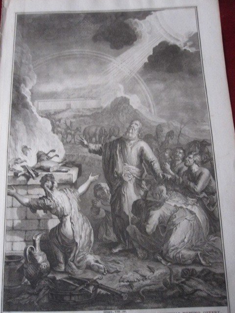 Sacrifice Of Noah After The Landing Of The Ark. Copper Engraving. Signed: J. Van Vianen-photo-5