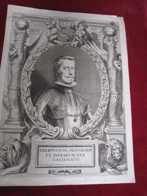 Philippe Iv. Roi d'Espagne Et Des Indes. Gravure Sur Cuivre De S. XVII.-photo-2