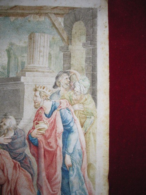 Adoration Of The Three Wise Men. Miniature Parchment. Italian Work From S. XVII Or XVIII-photo-4