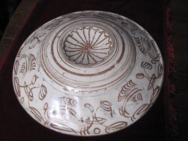 Grande Assiette En Céramique Hispanique Mauresque Aux Reflets Dorés De Manises. Siècle XVI-photo-4