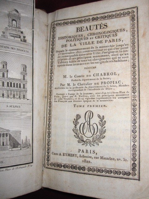 Beautés Historiques De Paris. 1822. 2 Volumes, Avec Plan Et Gravures.-photo-3