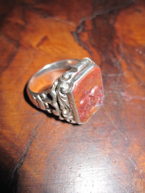 Memento Mori. Bague Avec Cornaline Sculptée De Forme Incussive, Pour Sceau. 18ème Ou 19ème Sièc-photo-6