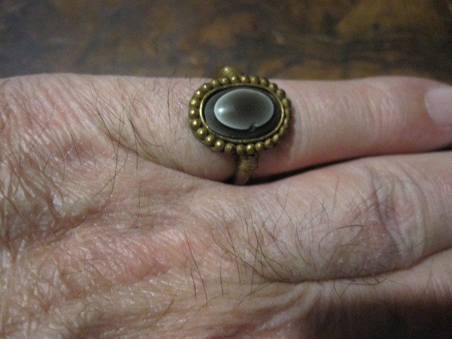 Bague Romaine Ou Byzantine Avec Agate "oeil De Chat", Monture Originale En Or Ou électrum-photo-3