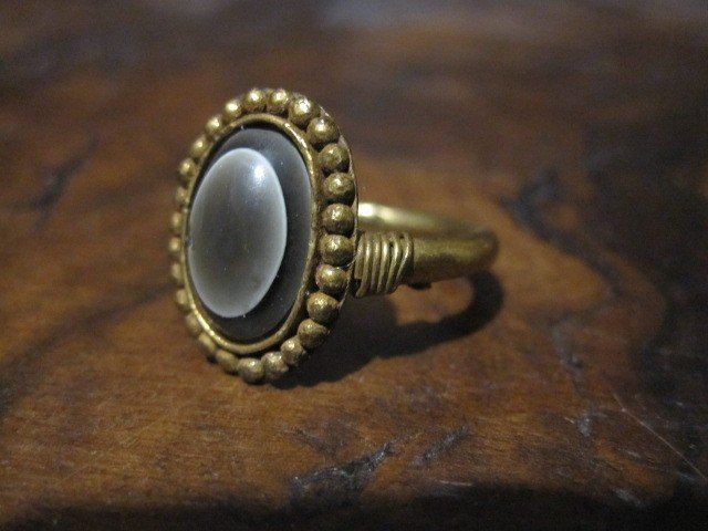 Bague Romaine Ou Byzantine Avec Agate "oeil De Chat", Monture Originale En Or Ou électrum