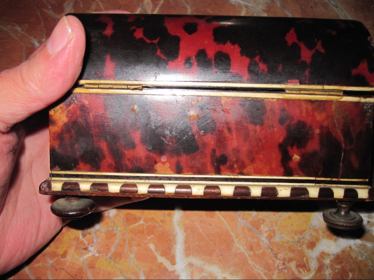   Small Tortoiseshell And Ivory Chest. Novohispano Work From The 19th Century-photo-3