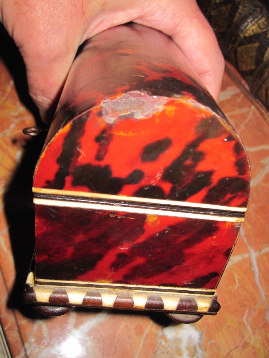   Small Tortoiseshell And Ivory Chest. Novohispano Work From The 19th Century-photo-4