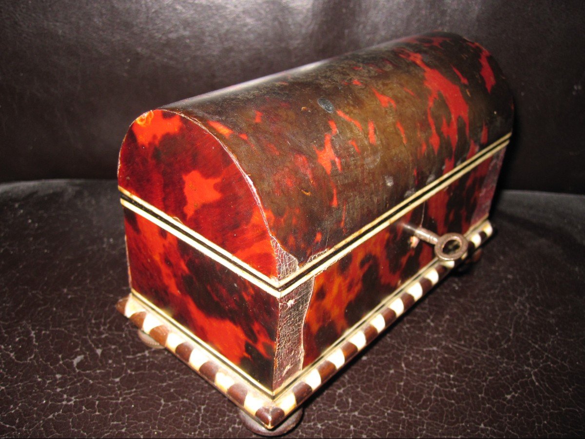   Small Tortoiseshell And Ivory Chest. Novohispano Work From The 19th Century-photo-6