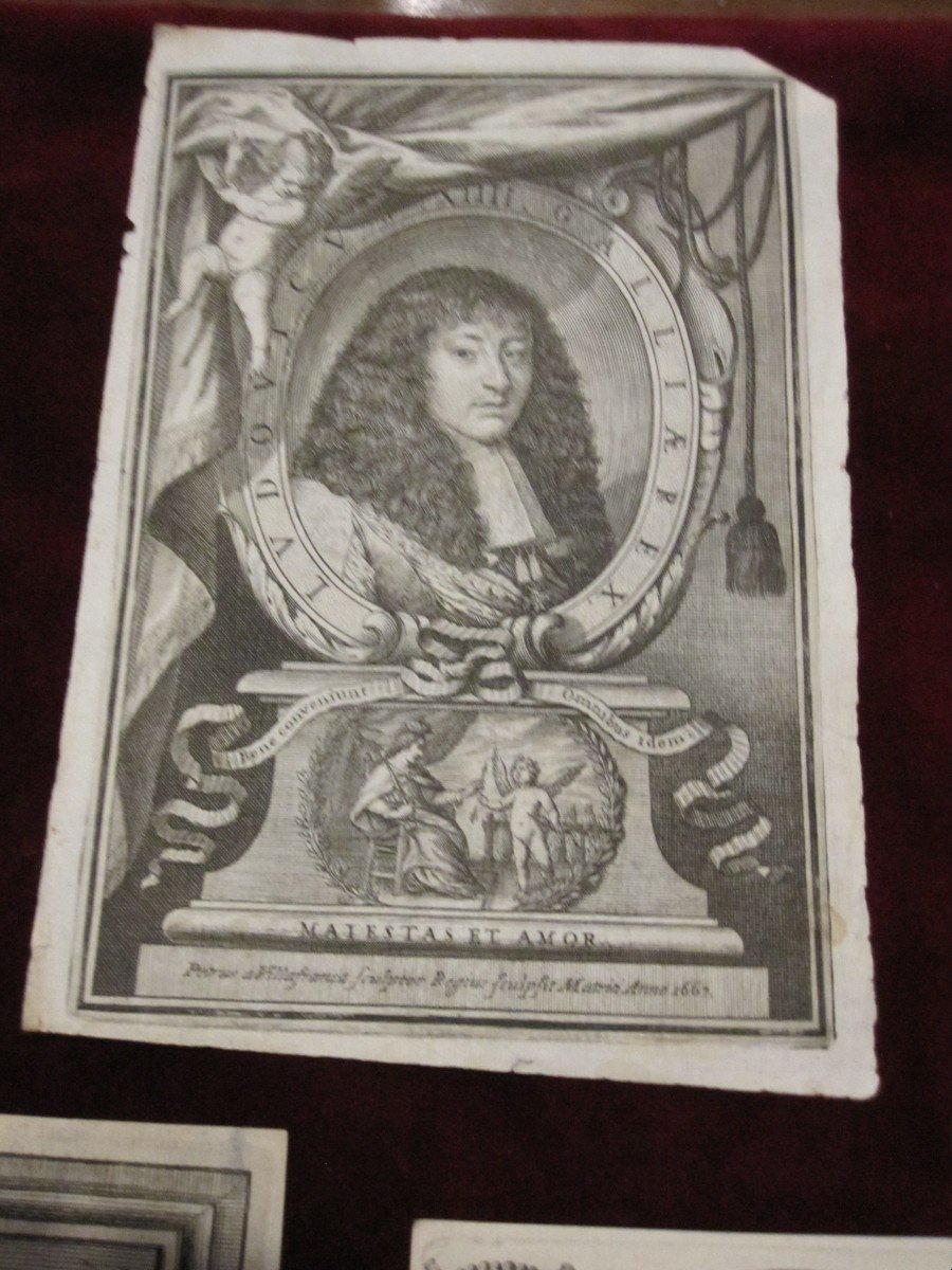 5 Engravings From The 17th Century. Louis XIV, Michel Del Hospital And Two Marshals Of France-photo-2