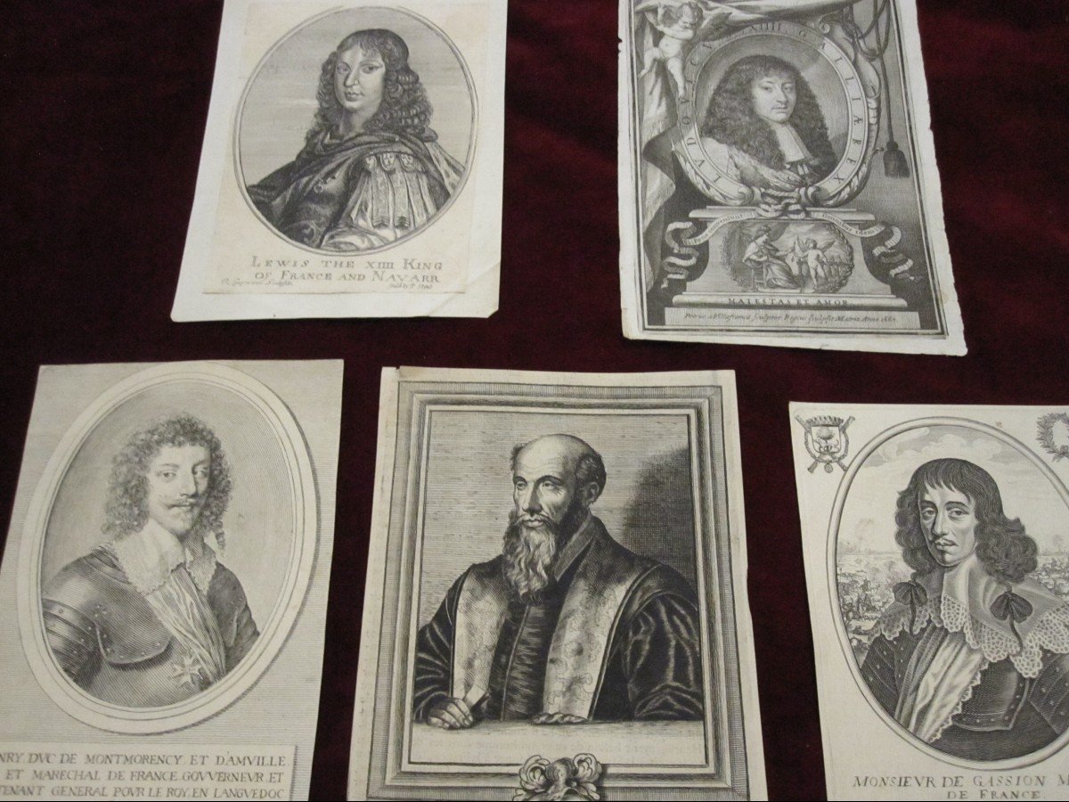 5 Engravings From The 17th Century. Louis XIV, Michel Del Hospital And Two Marshals Of France-photo-8
