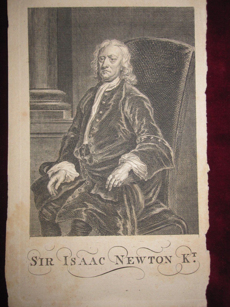 5 Gravures Du S. XVII Et XVIII. Calvin, Newton Et 3 Autres Personnages-photo-7