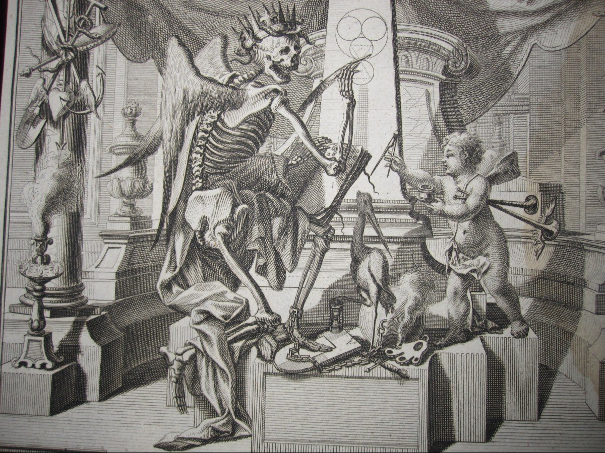 Memento Mori. Baroque Catafalque Engraving With Allegories Of Death-photo-2