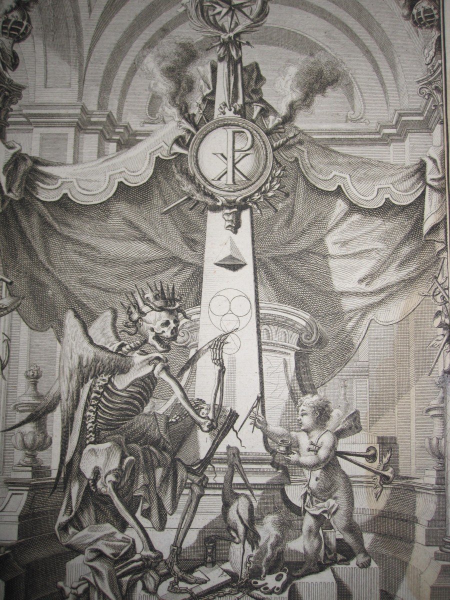 Memento Mori. Baroque Catafalque Engraving With Allegories Of Death-photo-3