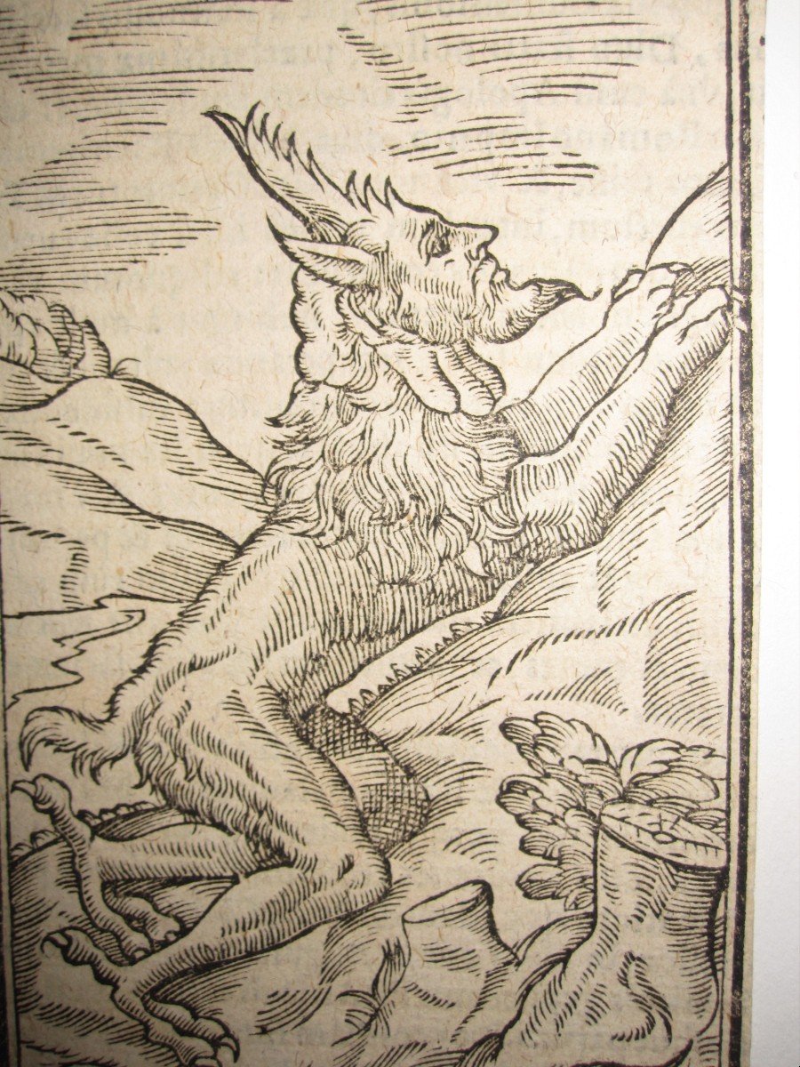 Deux Gravures Sur Bois Du XVIe Siècle : Diable Et Créature Monstrueuse-photo-2