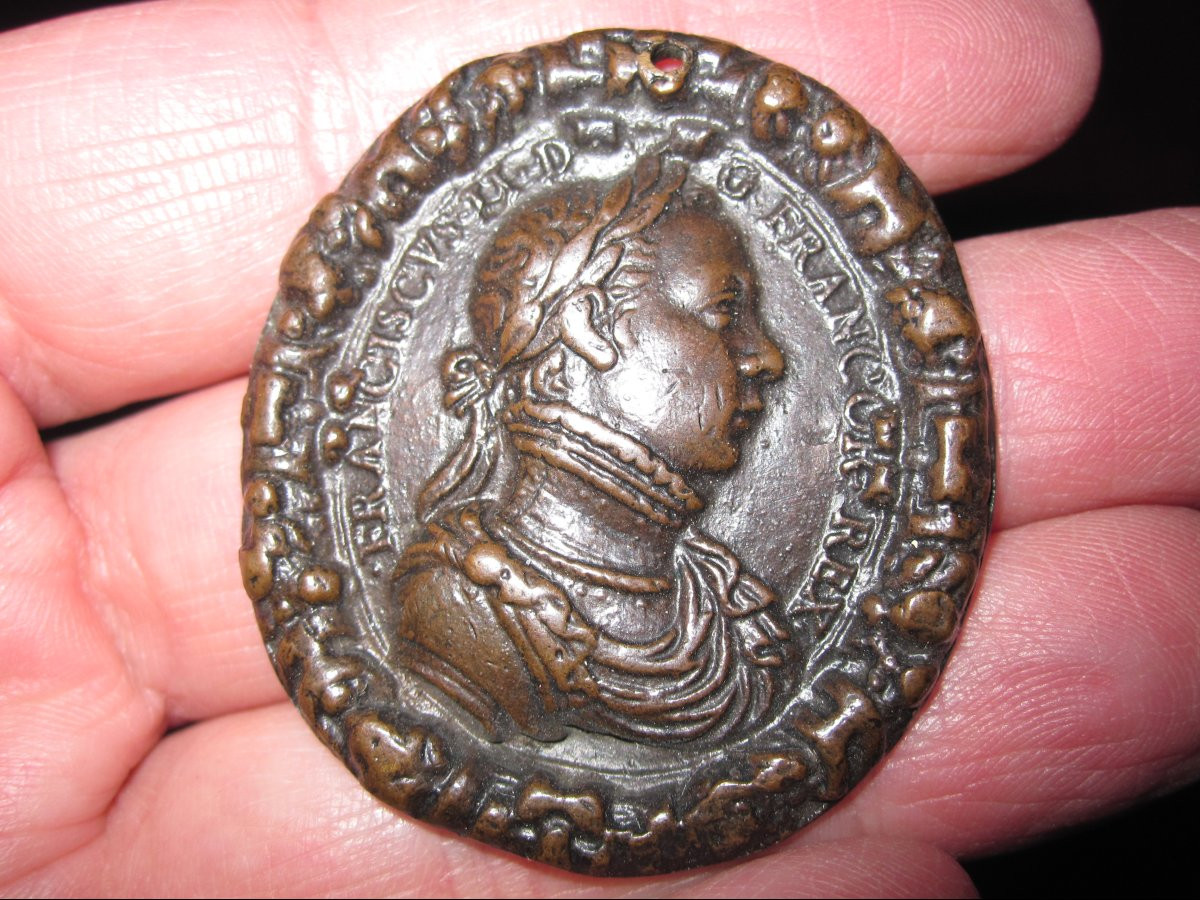 16th Century Single-sided Bronze Medal Of Francisco-photo-4
