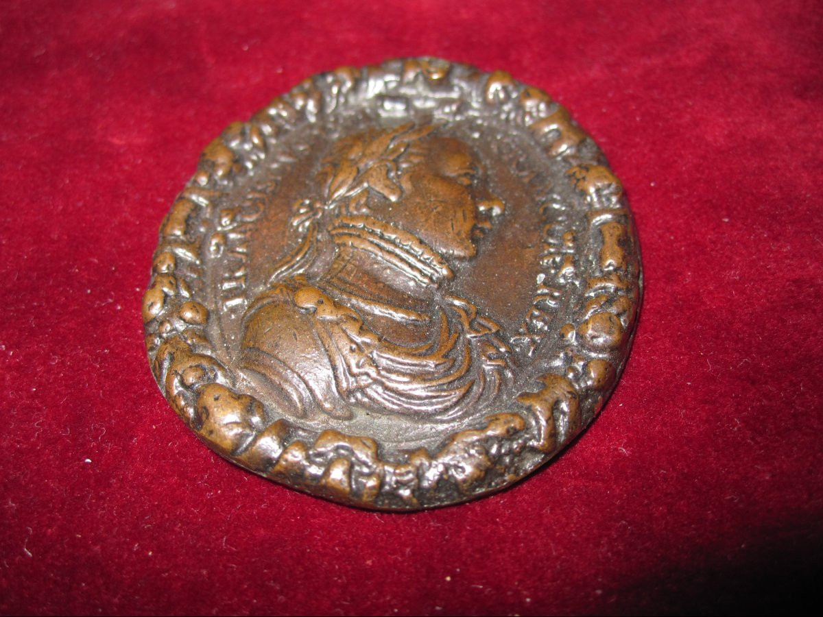 16th Century Single-sided Bronze Medal Of Francisco-photo-5