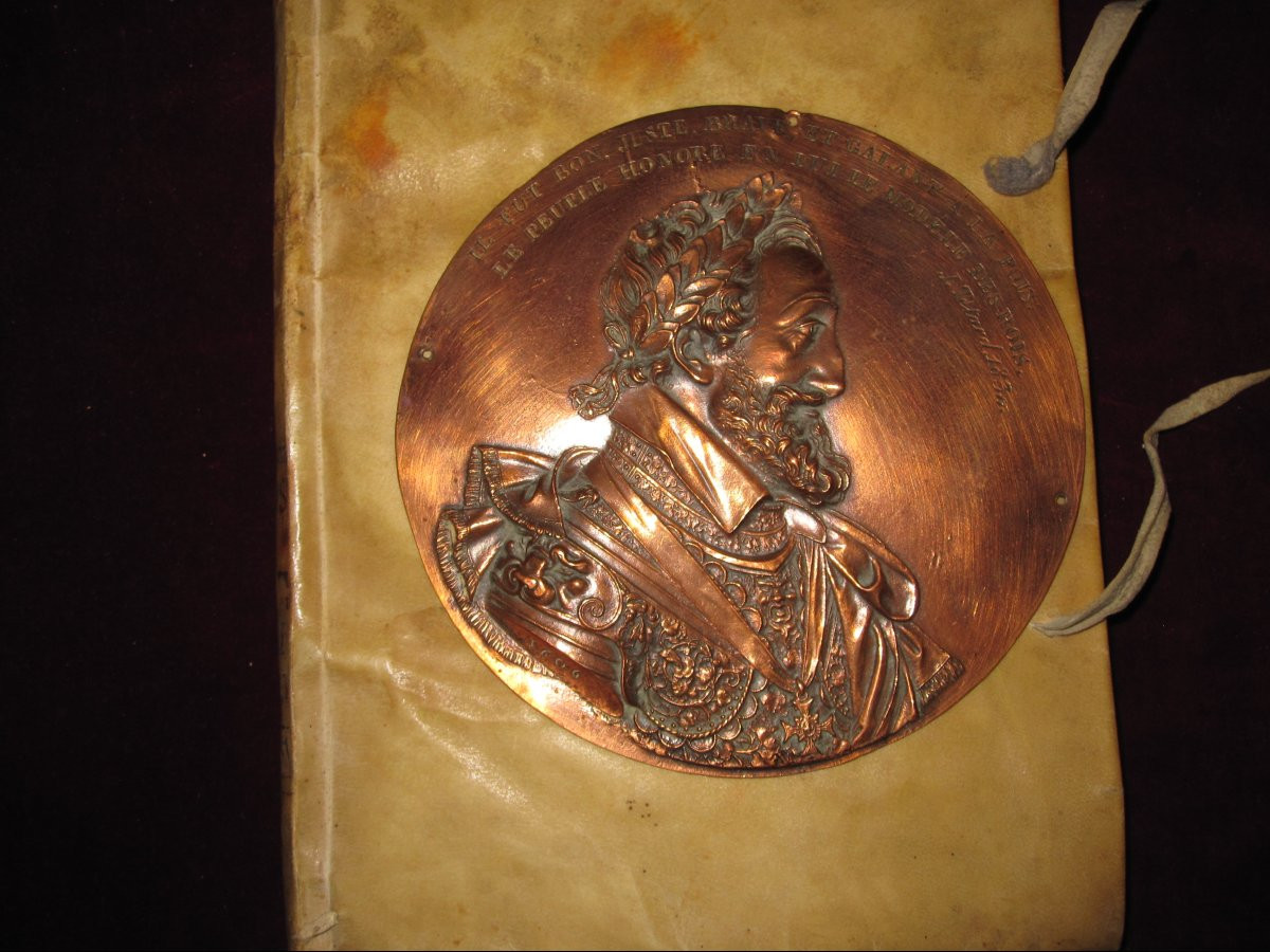 Médaillon Rond En Cuivre Henri Iv. Signé : J. Tétar 1830-photo-3