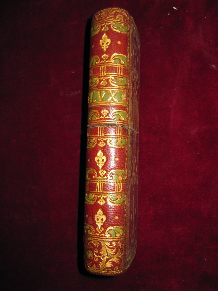 Red And Green Morocco Box. With Hot Air Balloon And Boat. Careful Binding. 18th Century.-photo-3