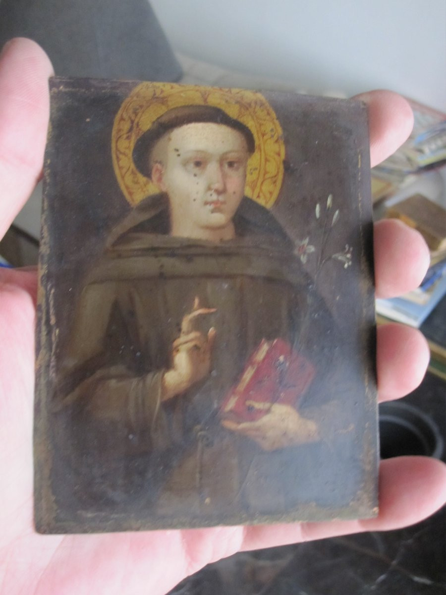 Saint Bonaventure. Oil On Copper, 16th Century. Italian School.-photo-6