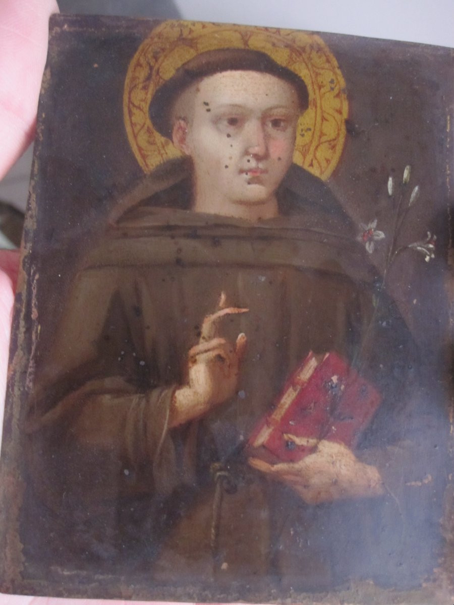 Saint Bonaventure. Oil On Copper, 16th Century. Italian School.-photo-8
