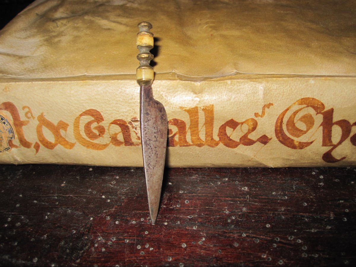 Miniature Knife Used For Trimming Feathers. Spanish Work From The 17th Or 18th Century.-photo-6