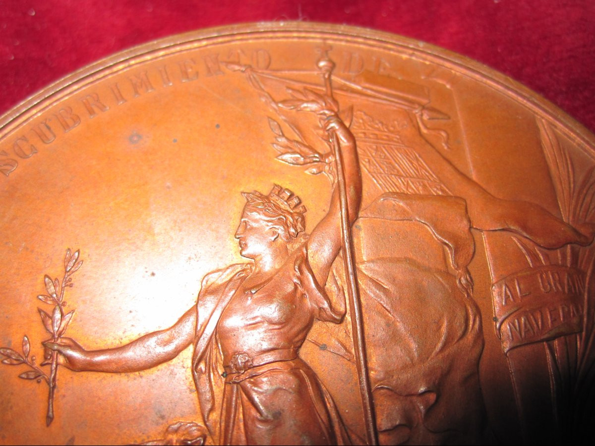 Christopher Columbus. Fourth Centenary Of The Discovery Of The Americas. 1492–1892. Medal -photo-2