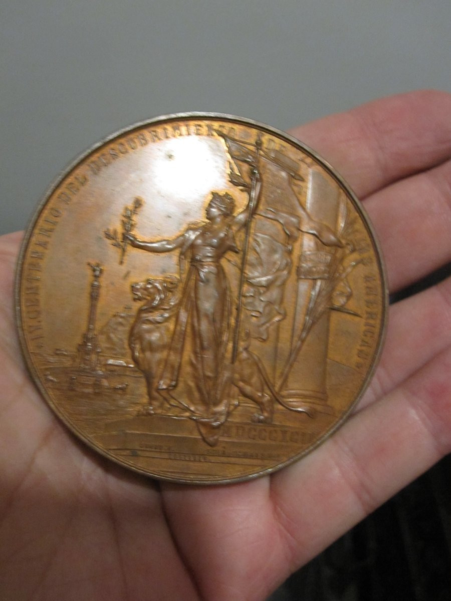 Christopher Columbus. Fourth Centenary Of The Discovery Of The Americas. 1492–1892. Medal -photo-6