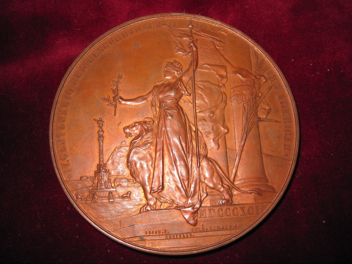 Christopher Columbus. Fourth Centenary Of The Discovery Of The Americas. 1492–1892. Medal -photo-8