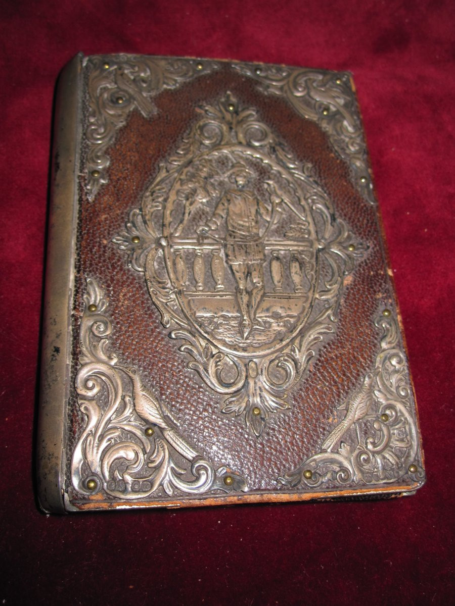 Plaque et cornières en argent massif sur le thème de la fauconnerie. Œuvre historiciste du XIXe-photo-7