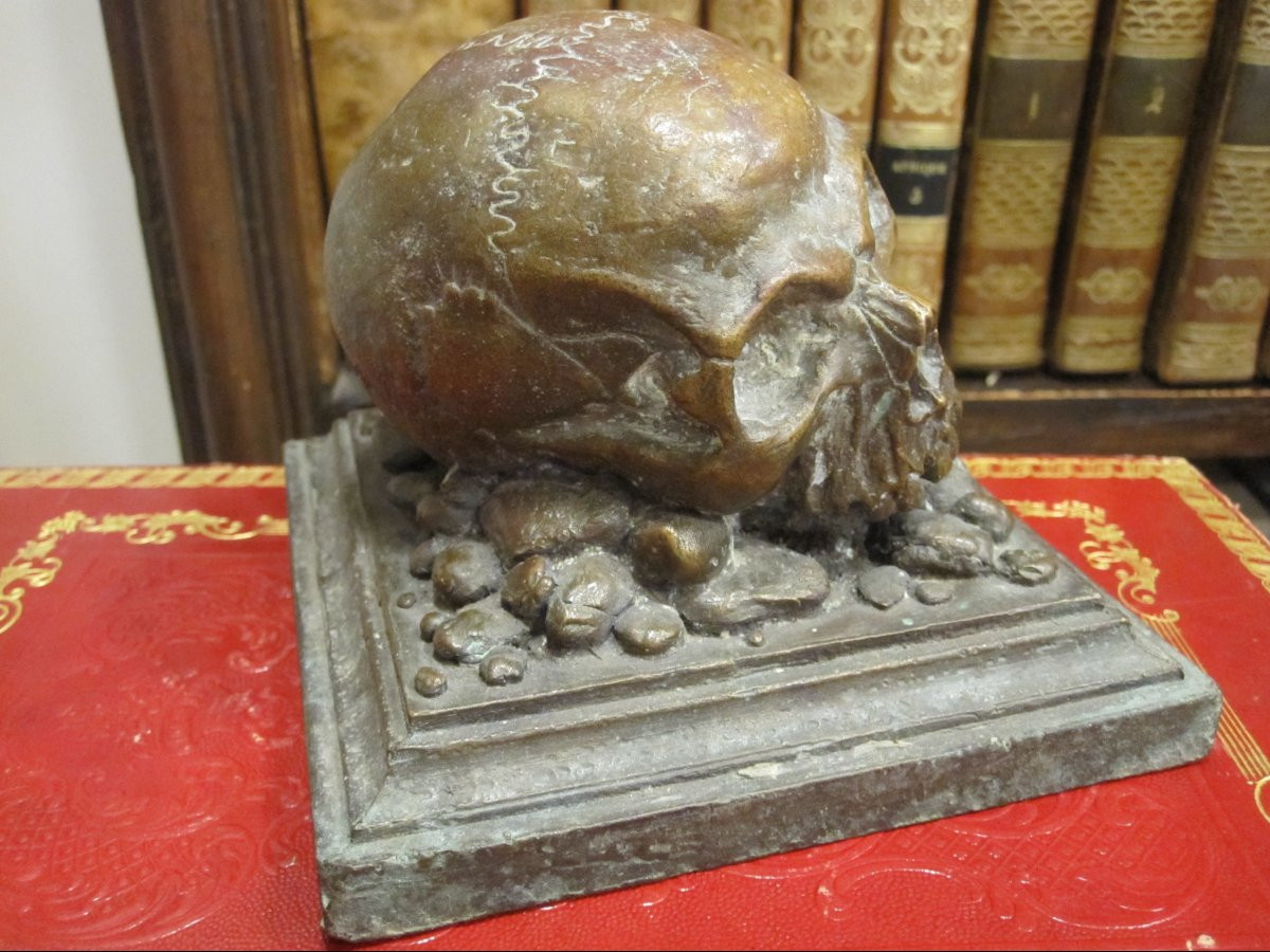 MEMENTO MORI. ESCULTURA EN BRONCE MACIZO DEL ARTISTA OLMEDO ARRUFAT. SIGLO XX.-photo-4