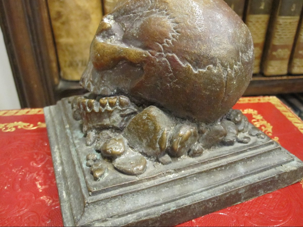 MEMENTO MORI. ESCULTURA EN BRONCE MACIZO DEL ARTISTA OLMEDO ARRUFAT. SIGLO XX.-photo-3
