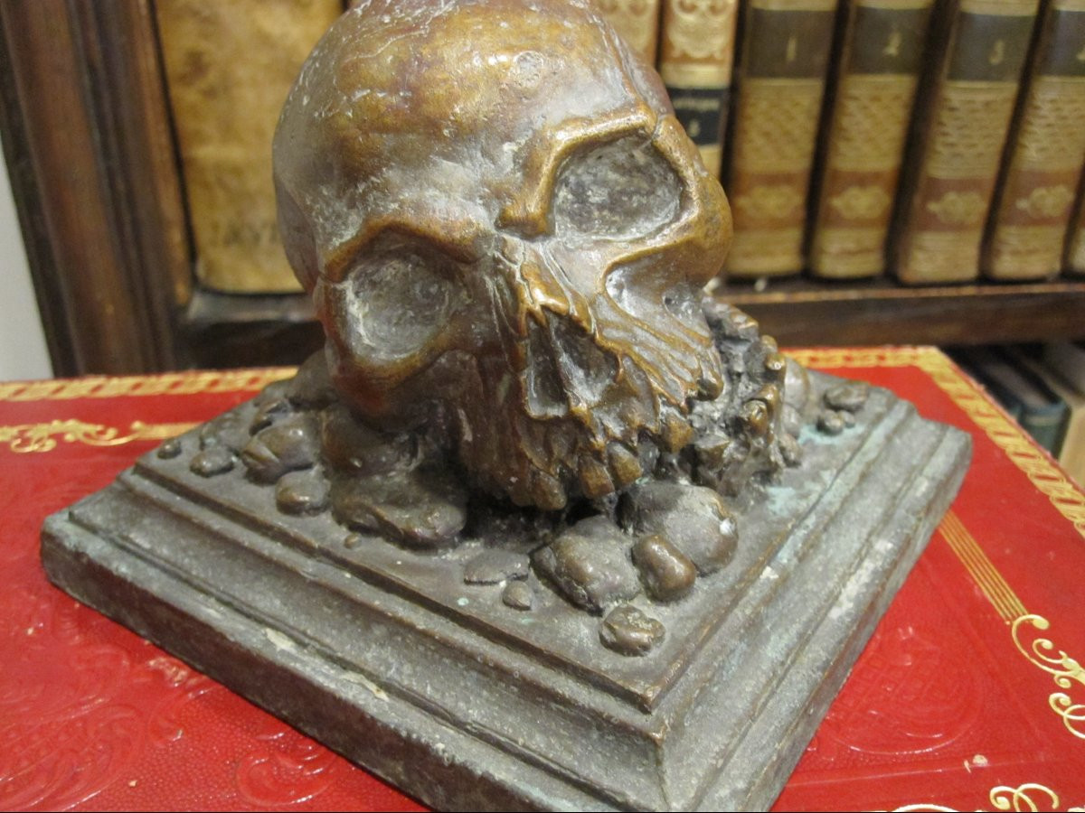 MEMENTO MORI. ESCULTURA EN BRONCE MACIZO DEL ARTISTA OLMEDO ARRUFAT. SIGLO XX.-photo-4