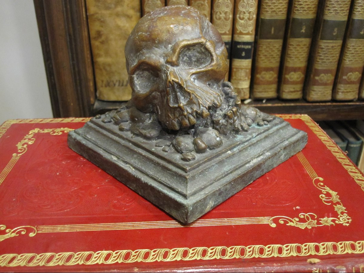 MEMENTO MORI. ESCULTURA EN BRONCE MACIZO DEL ARTISTA OLMEDO ARRUFAT. SIGLO XX.-photo-7