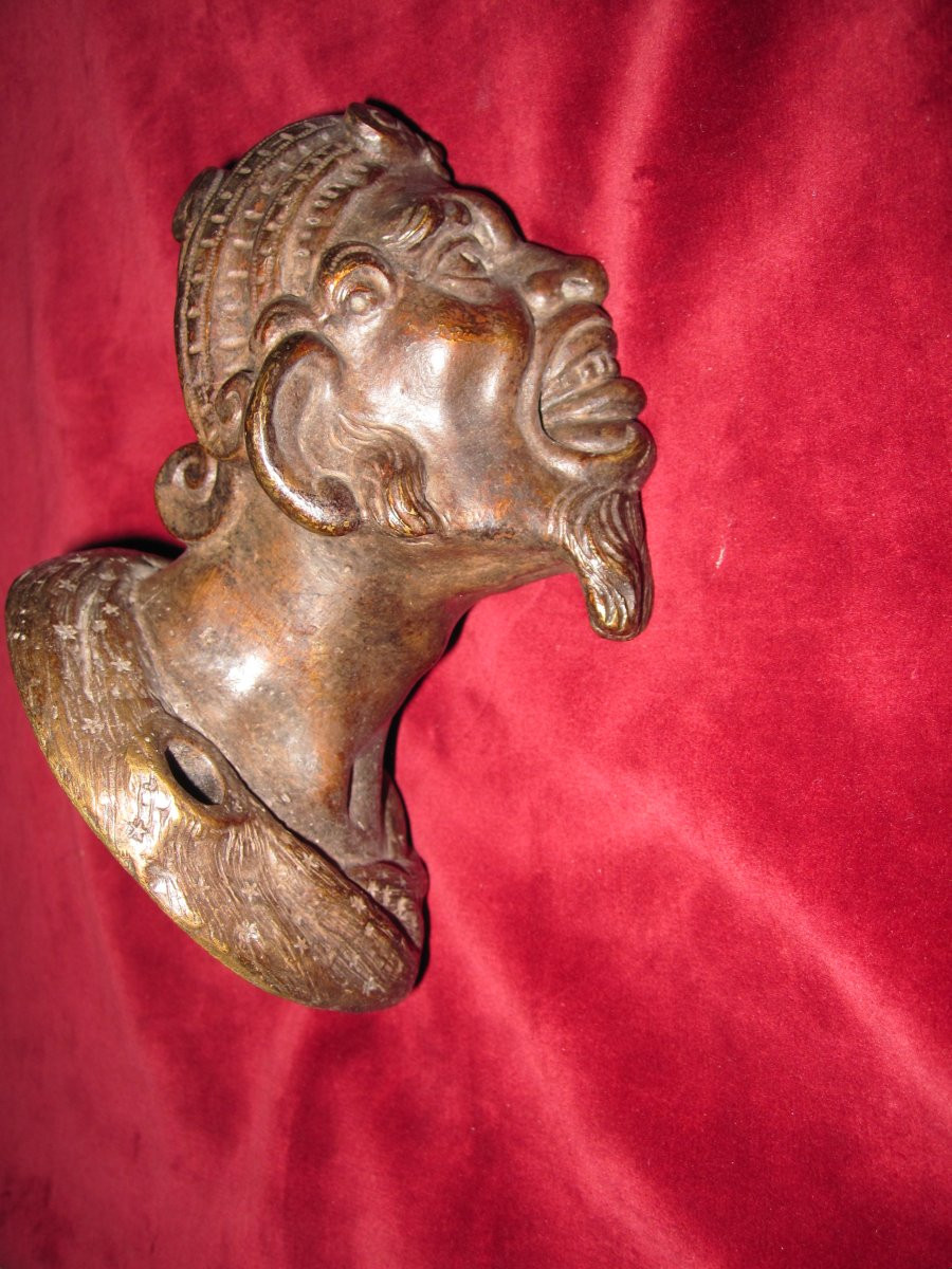 Satyr. Venetian Door Handle Attributed To Nicolo De' Conti, 16th Century.-photo-2