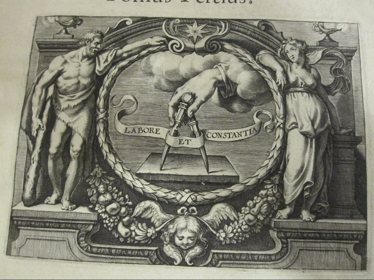 Œuvres complètes du grand humaniste Justus Lipsius. 4 volumes. Reliure avec surlibris héraldiqu-photo-5
