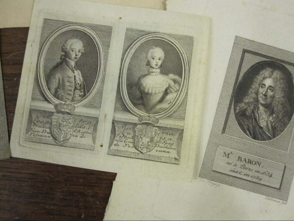 Collection Of Portraits. 2 Drawings And 7 Engravings. 18th And 19th Centuries. -photo-2