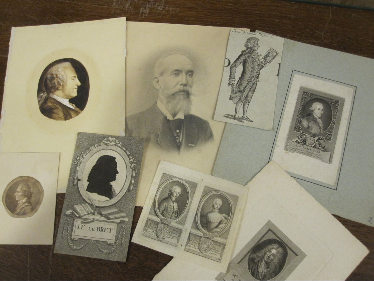 Collection Of Portraits. 2 Drawings And 7 Engravings. 18th And 19th Centuries. -photo-4