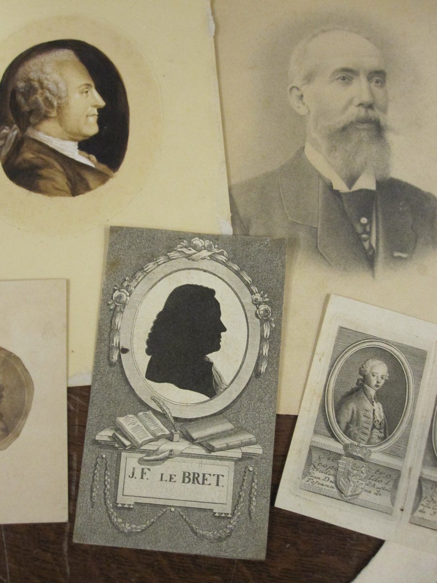 Collection Of Portraits. 2 Drawings And 7 Engravings. 18th And 19th Centuries. -photo-5