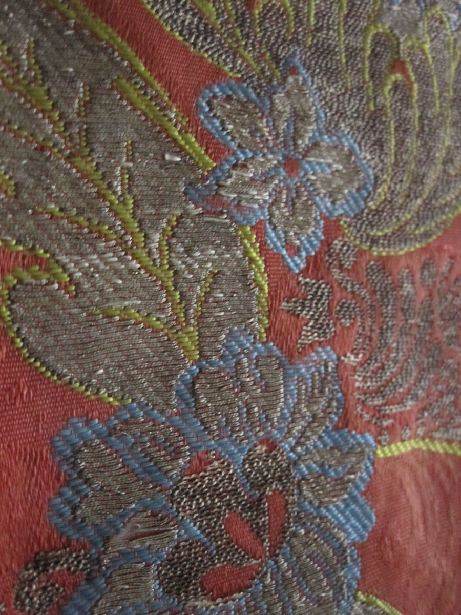 Corporel liturgique en soie brodée et fils d'argent. XVIIIe siècle-photo-4