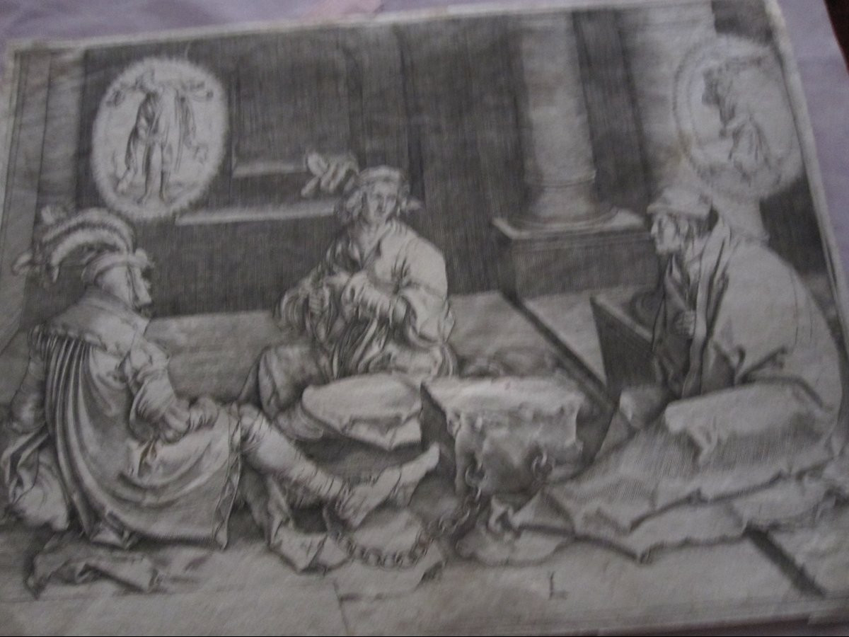 Luc de Leyde : Scènes de la vie de Joseph. Version inversée de quatre gravures de cette série. -photo-1