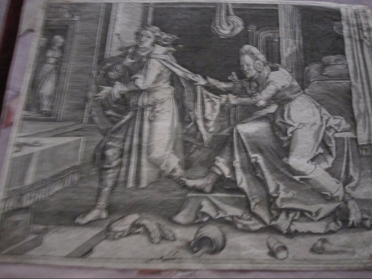 Luc de Leyde : Scènes de la vie de Joseph. Version inversée de quatre gravures de cette série. -photo-2