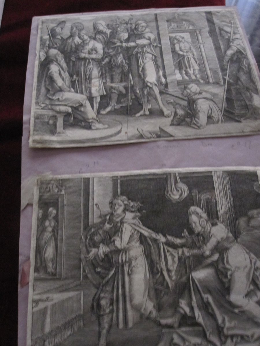 Luc de Leyde : Scènes de la vie de Joseph. Version inversée de quatre gravures de cette série. -photo-6