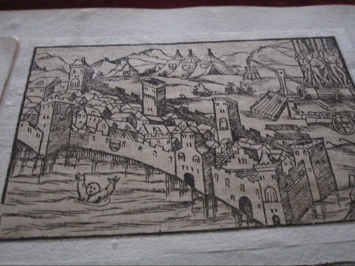 Ten 16th-century Wood Engravings. Views Of Towns, Castles And Countryside.-photo-3