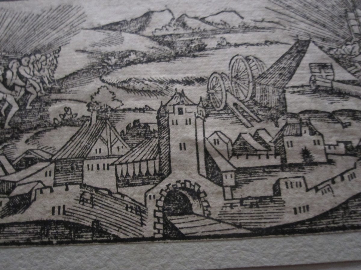 Ten 16th-century Wood Engravings. Views Of Towns, Castles And Countryside.-photo-4
