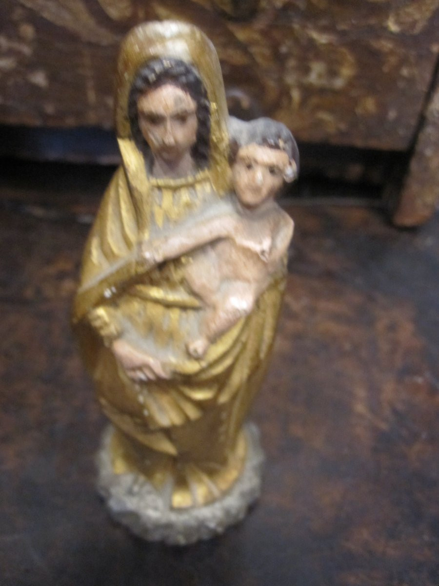 Baroque Baldachin In Lacquered And Gilded Wood, Adorned With A Small Polychrome Alabaster Madonna-photo-1