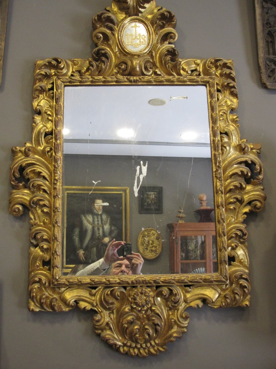 Grand cadre baroque sculpté et doré. XVIIe siècle-photo-1