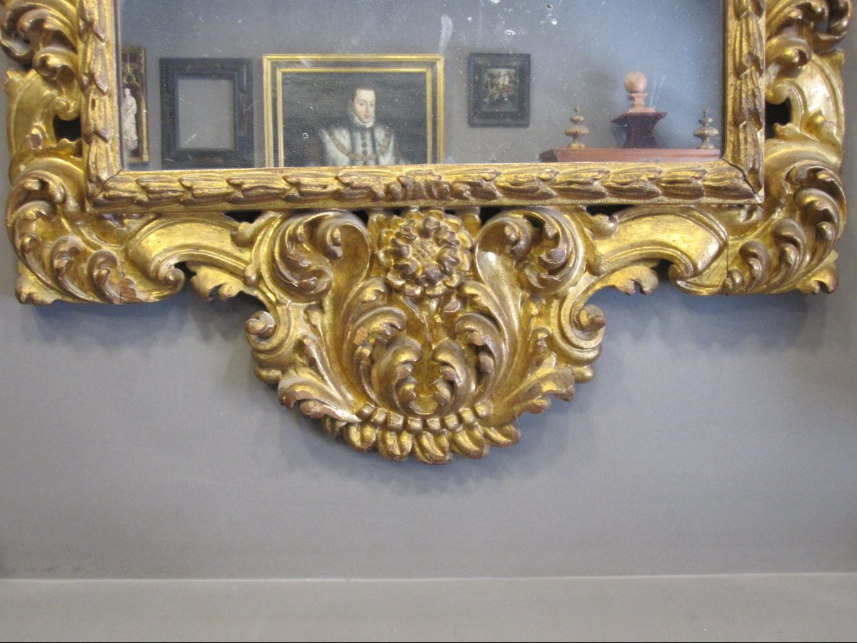 Grand cadre baroque sculpté et doré. XVIIe siècle-photo-2