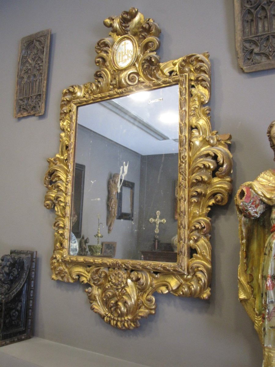 Grand cadre baroque sculpté et doré. XVIIe siècle-photo-6
