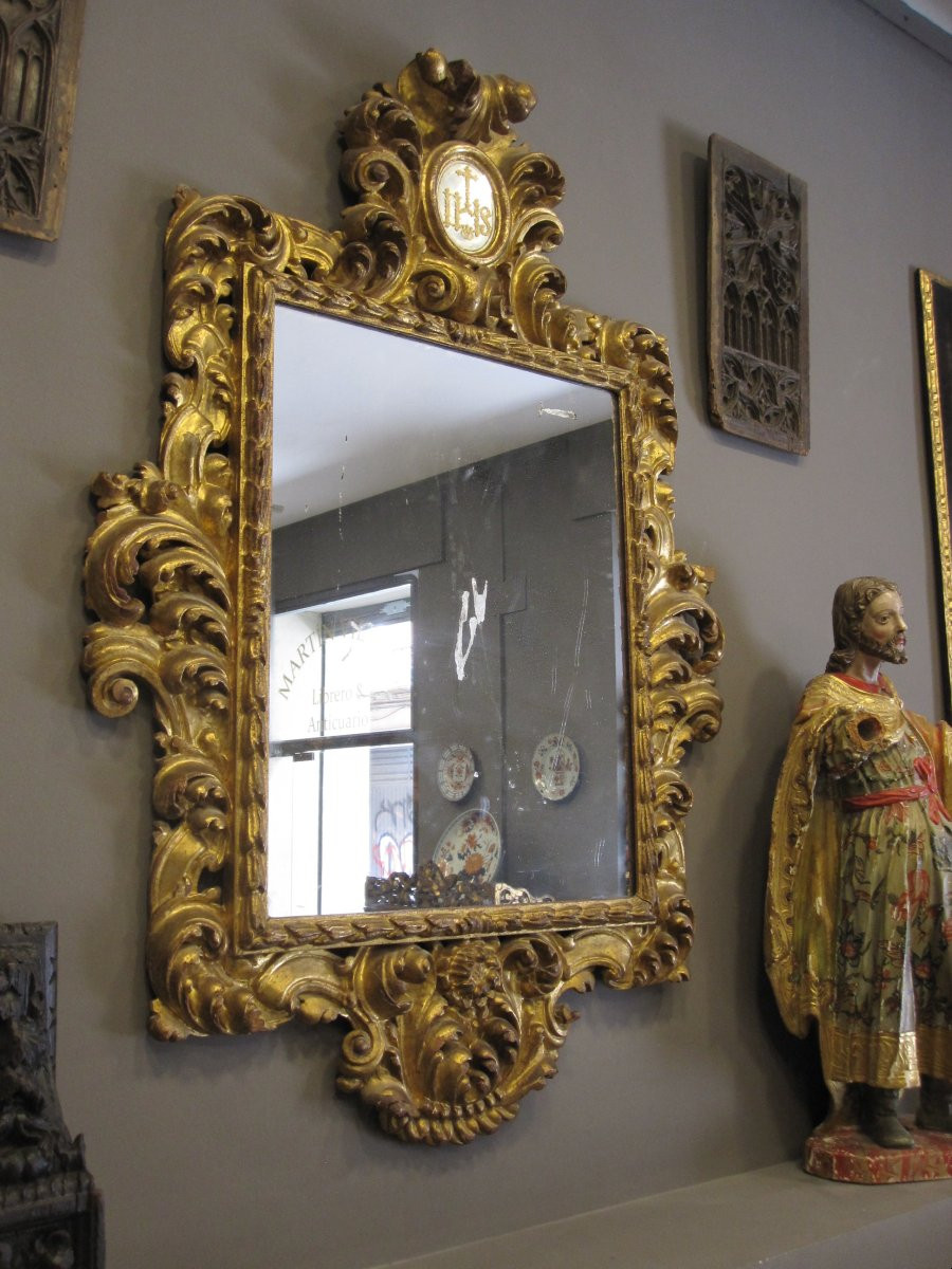 Grand cadre baroque sculpté et doré. XVIIe siècle-photo-7
